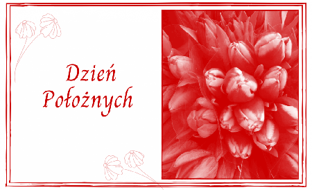 Kartka z tulipanami dzień położnych